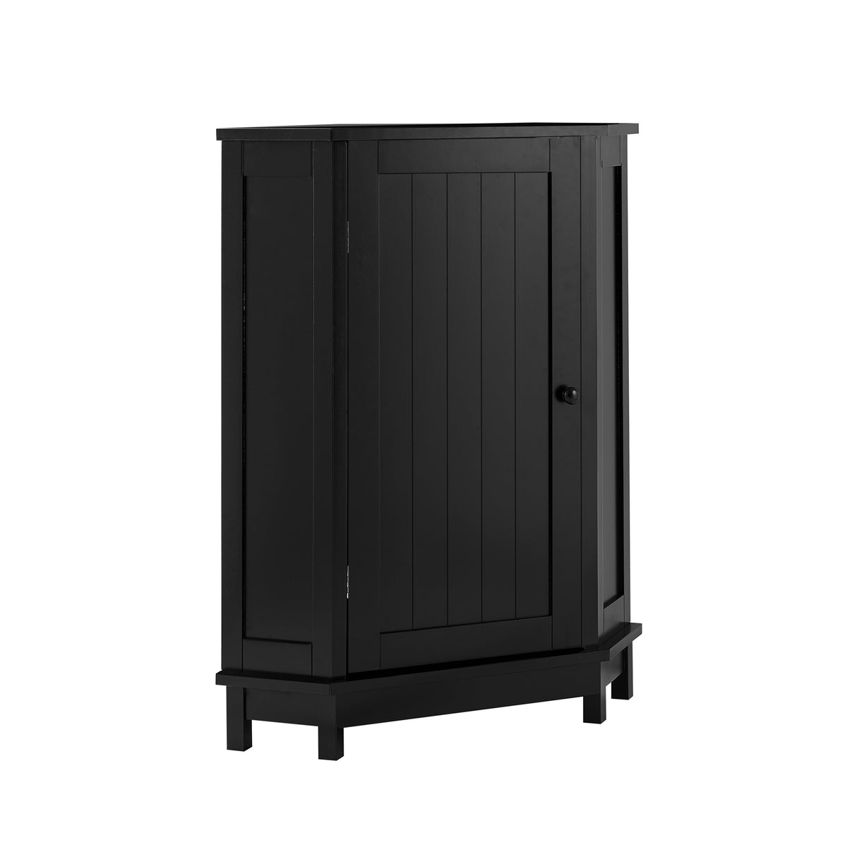 Black Bathroom Cabinet Triangle Corner Storage Cabinet with Adjustable Shelf Modern Style MDF Board - Julia M LifeStyles