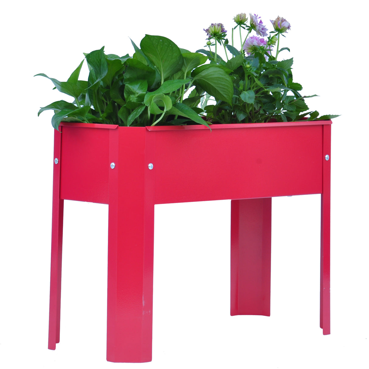 Mini Elevated garden bed, metal elevated outdoor flowerpot box, suitable for backyard and terrace, large flowerpot Red + Steel - Julia M LifeStyles