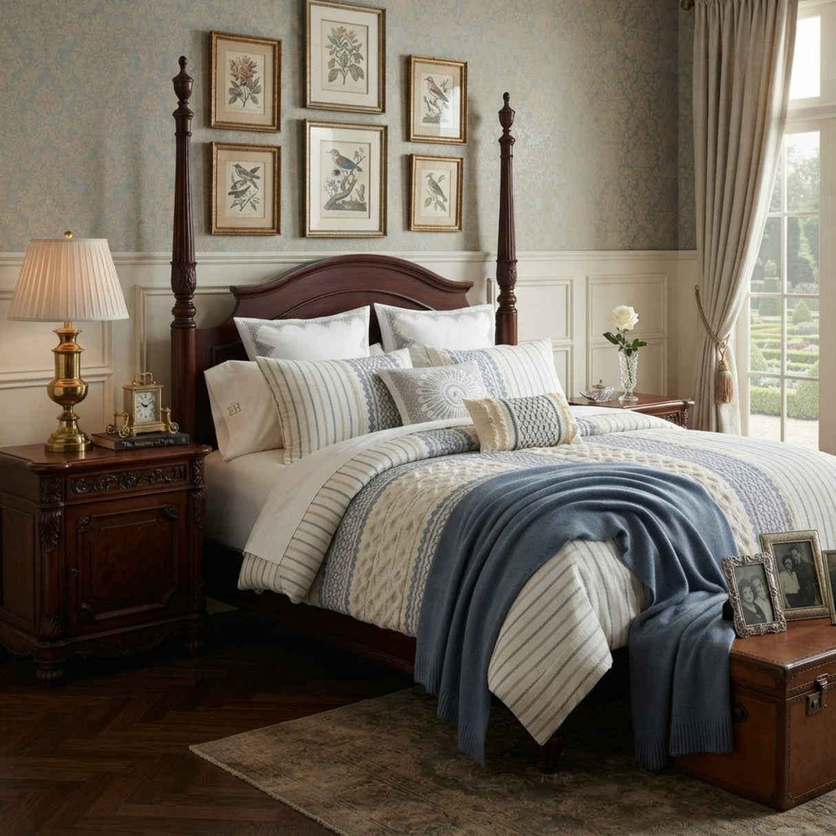 Full Queen Cotton Printed Duvet Cover Set With Chenille