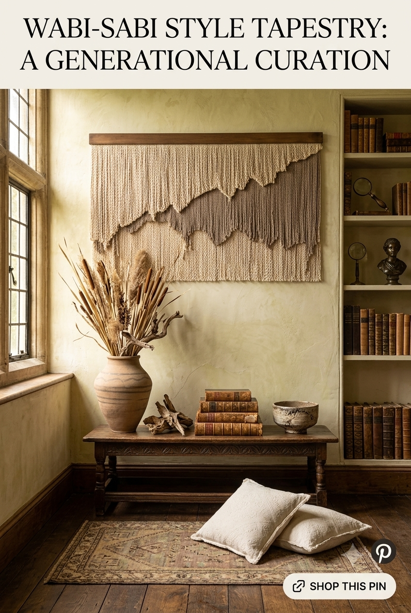 The Aiko Wabi-Sabi™ Artisan Wall Tapestry Quiet Luxury Textile Art for Serene Interiors