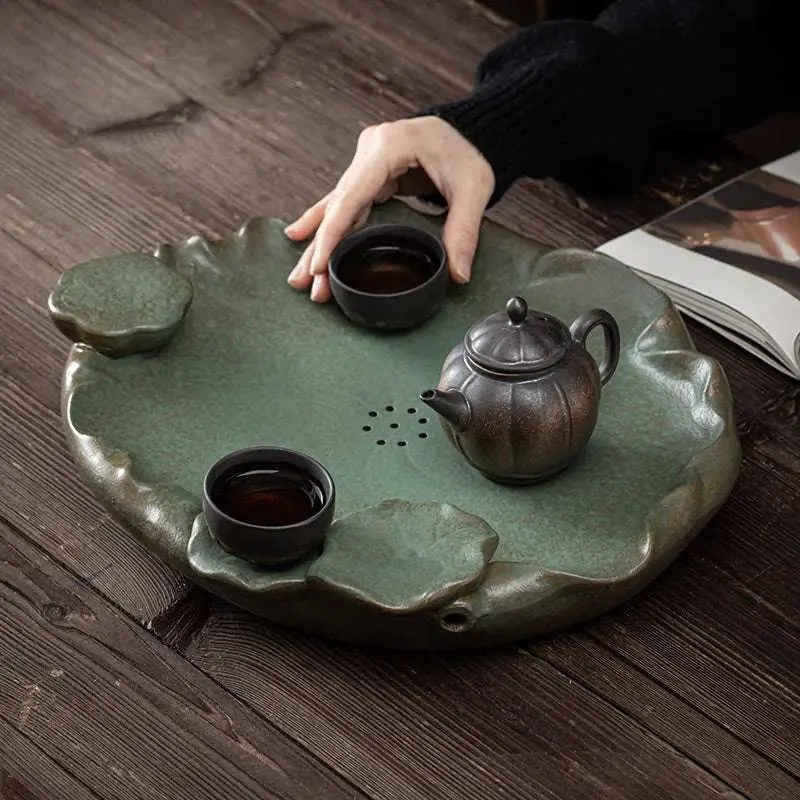 Gilt Lotus Tea Set & Tray 🍵 - Julia M LifeStyles