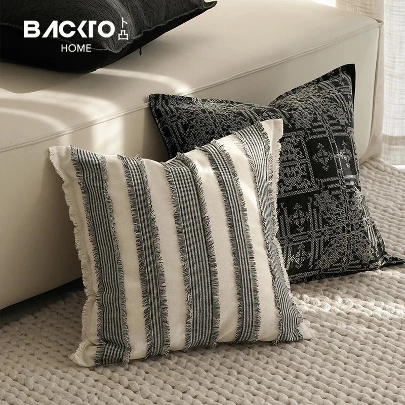 Striped Linen Cotton Jacquard Sofa Pillow Cushion Cover Modern Luxury Throw Pillow case Living Room Decor Hotel Supplies Julia M LifeStyles