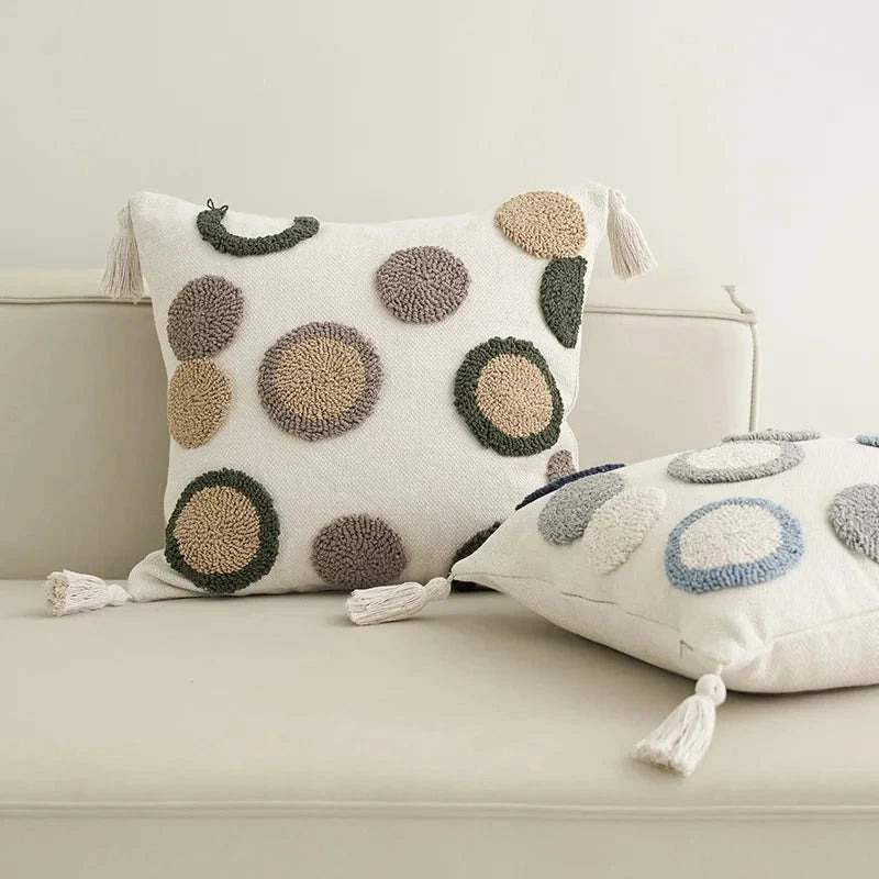 Tufted Embroidery Sofa Cushion Cover Art Throw Pillow case Living Room Decor Hotel Supplies Julia M LifeStyles