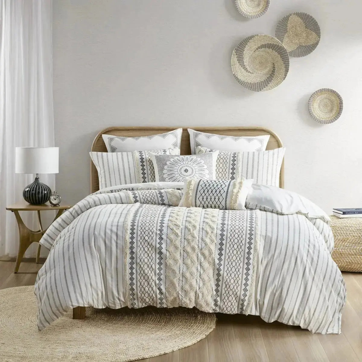 DB Luxury Cotton Printed Duvet Cover Set with Chenille King Twin Sizes Geometric Pattern Woven Bedding Blankets for Winter Use Julia M LifeStyles
