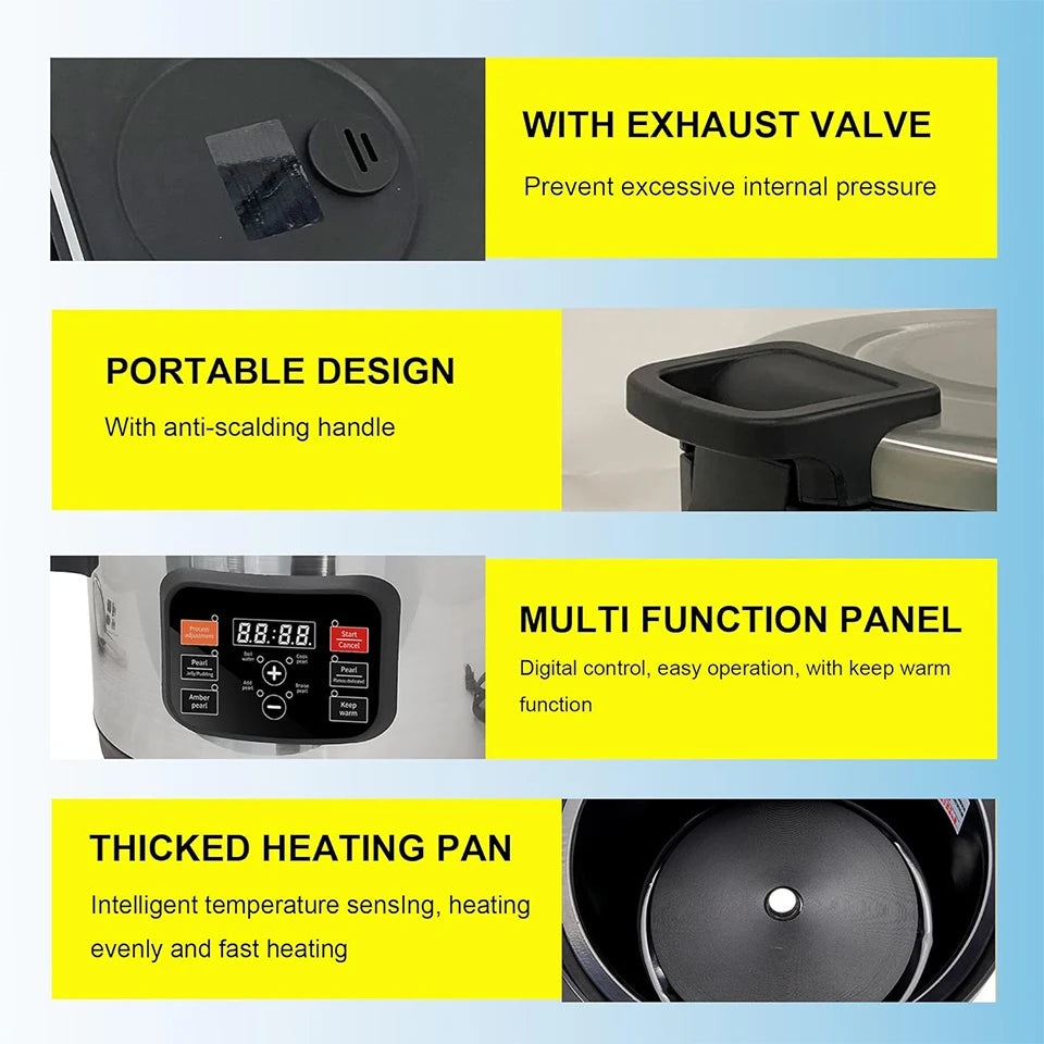 Boba Cooker Commercial Boba Pot 16L Automatic Pearl Tapioca Cooker for Boba Tea & Bubble Tea & Milk Tea Touchscreen Julia M LifeStyles