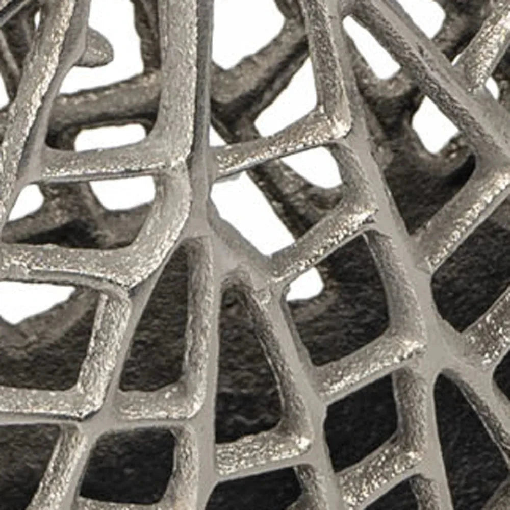 14\" Silver Pierced Aluminum Table Vase by HMS-Elegant Home Decor Julia M LifeStyles