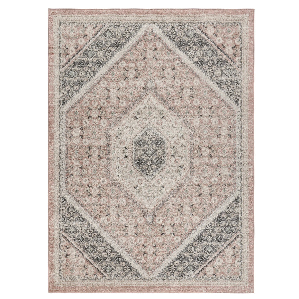 Pink and Cream Medallion Area Rug 2' X 3' Julia M LifeStyles