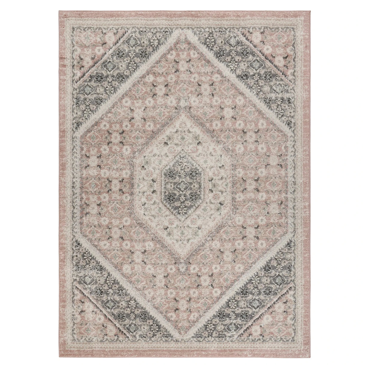 Pink and Cream Medallion Area Rug 2' X 3' Julia M LifeStyles