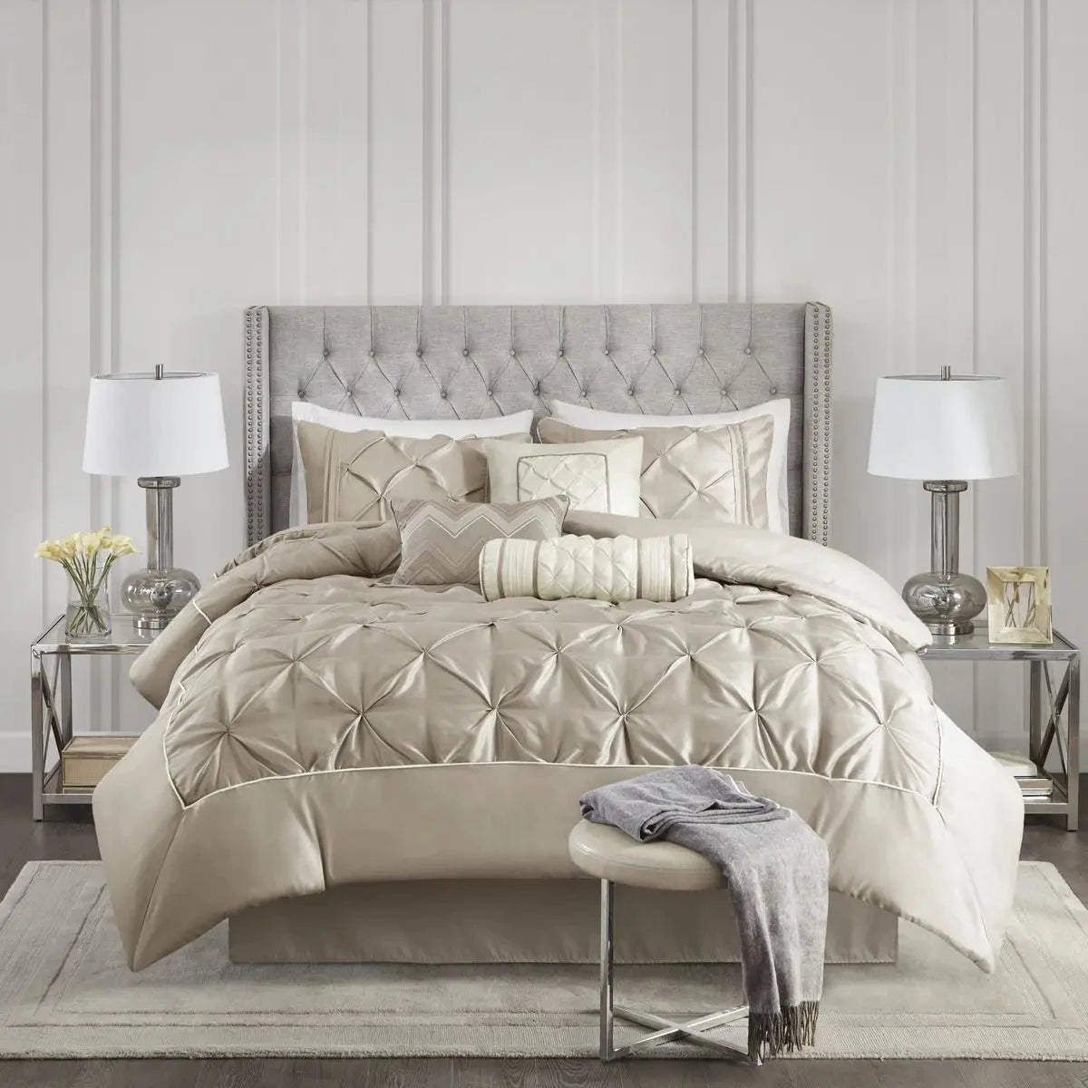 7-Piece Super King Tufted Comforter Set in Solid Pattern for Luxurious Sleep Julia M LifeStyles