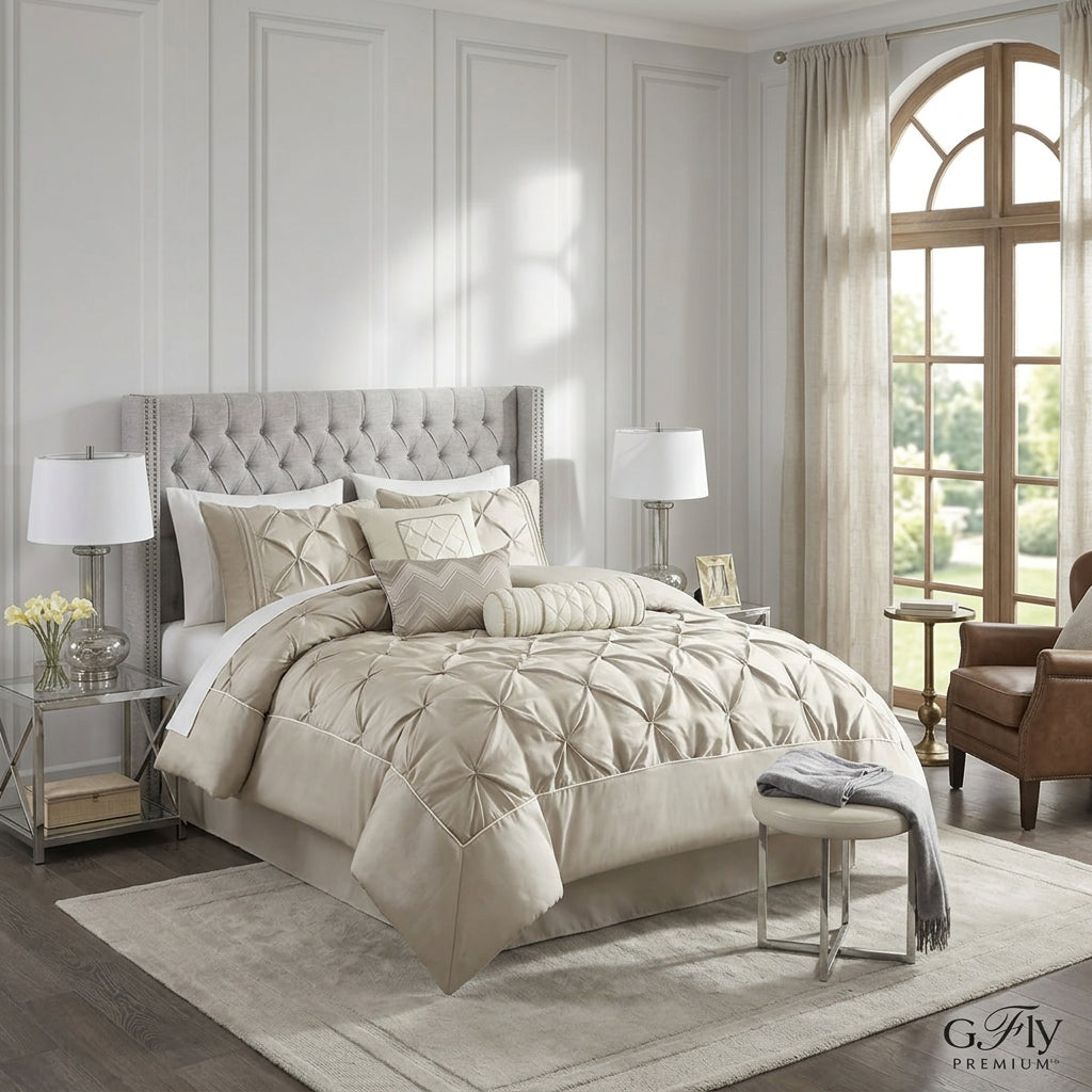 Aveline Pinch-Pleat Comforter Set — 7 Pieces
