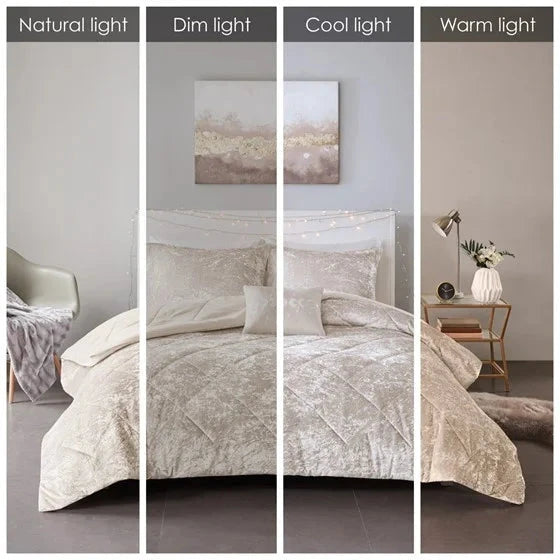 Luxurious 4-Piece Velvet Comforter Set with Throw Pillow - Full/Queen Julia M Home & Kitchen