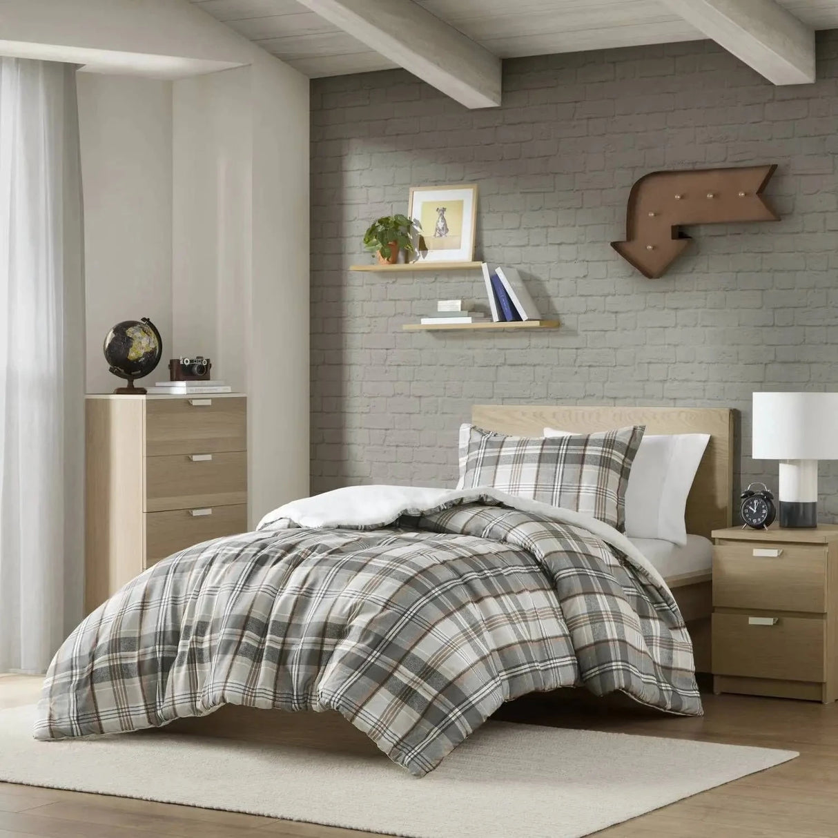 4pcs King Size Plaid Duvet Cover Set Floral Geometric Pattern Lightweight Woven Cotton Polyester Filling for Home Bed Hotel Julia M LifeStyles