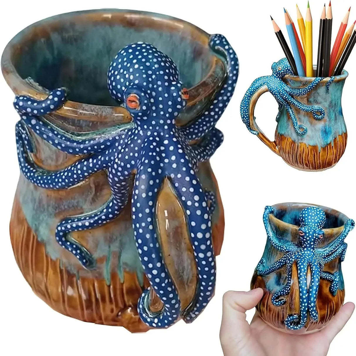 Ocean Creature Octopus Mug Home Decoration Ornaments, 3D Octopus Mug Funny Mugs, Handmade Unique Octopu Shaped Statue Cup Julia M LifeStyles