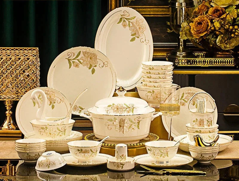 Domingo Home European Simple Bone China Ceramic Tableware Bowl New Light Luxury Bowl Set Julia M LifeStyles