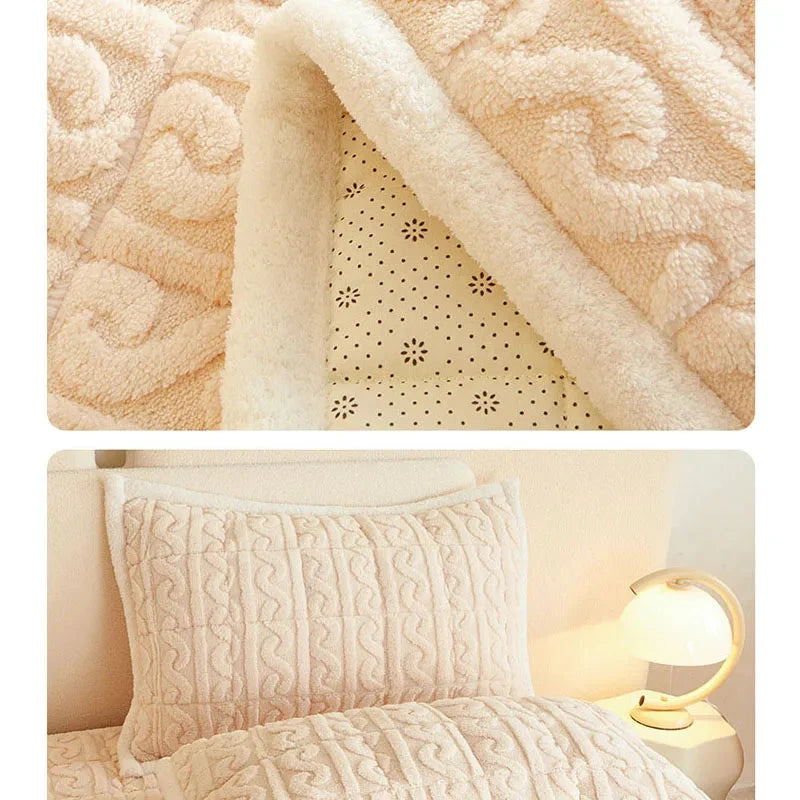 Winter Solid Color Plain Design Thickened Taffeta Velvet Bedding Sheet Folding Milk Velvet Warm Bed Sheet Mattress Julia M LifeStyles