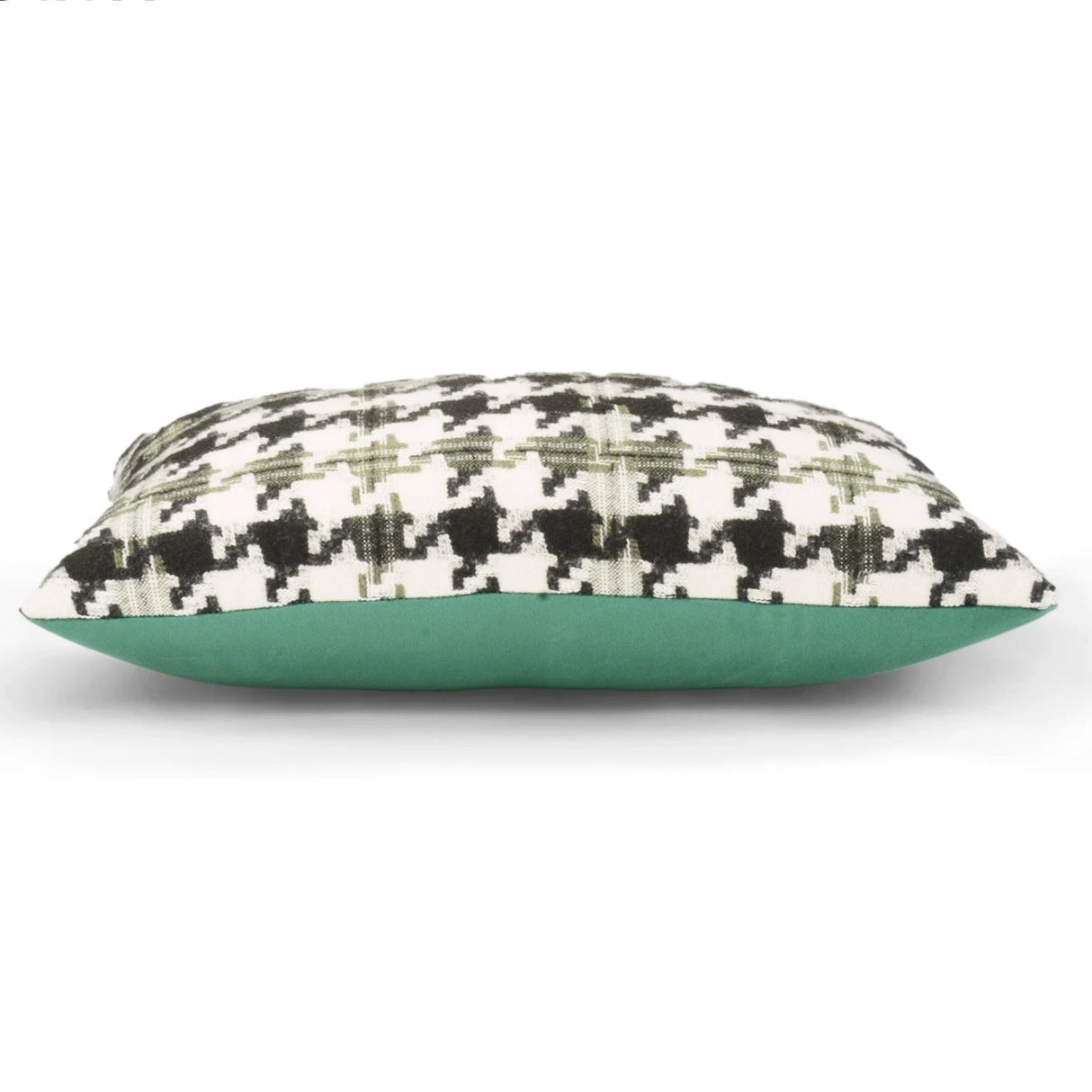 Patterned pillow with green base on a white background, featuring the brand 'Hodon'.
