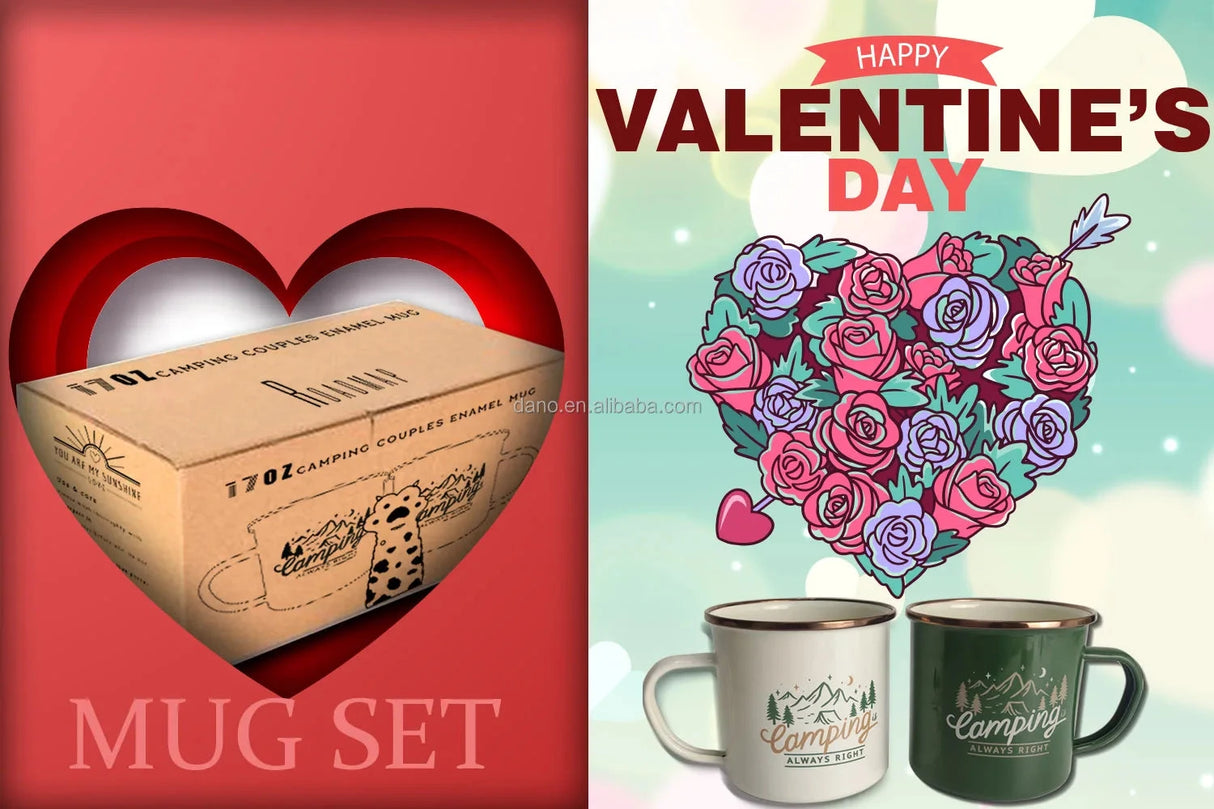 Enamel Coffee Mug Set of 2 - Camping Mugs for Coffee & Tea, 12oz Camping Coffee Cups with Lid (Camping Gifts/RV Essentials) Julia M LifeStyles