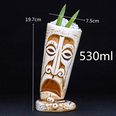 450ml Ceramic Tiki Cocktail Mug Creative Porcelain Beer Wine Mug Cup Bar Tool Julia M Home & Kitchen