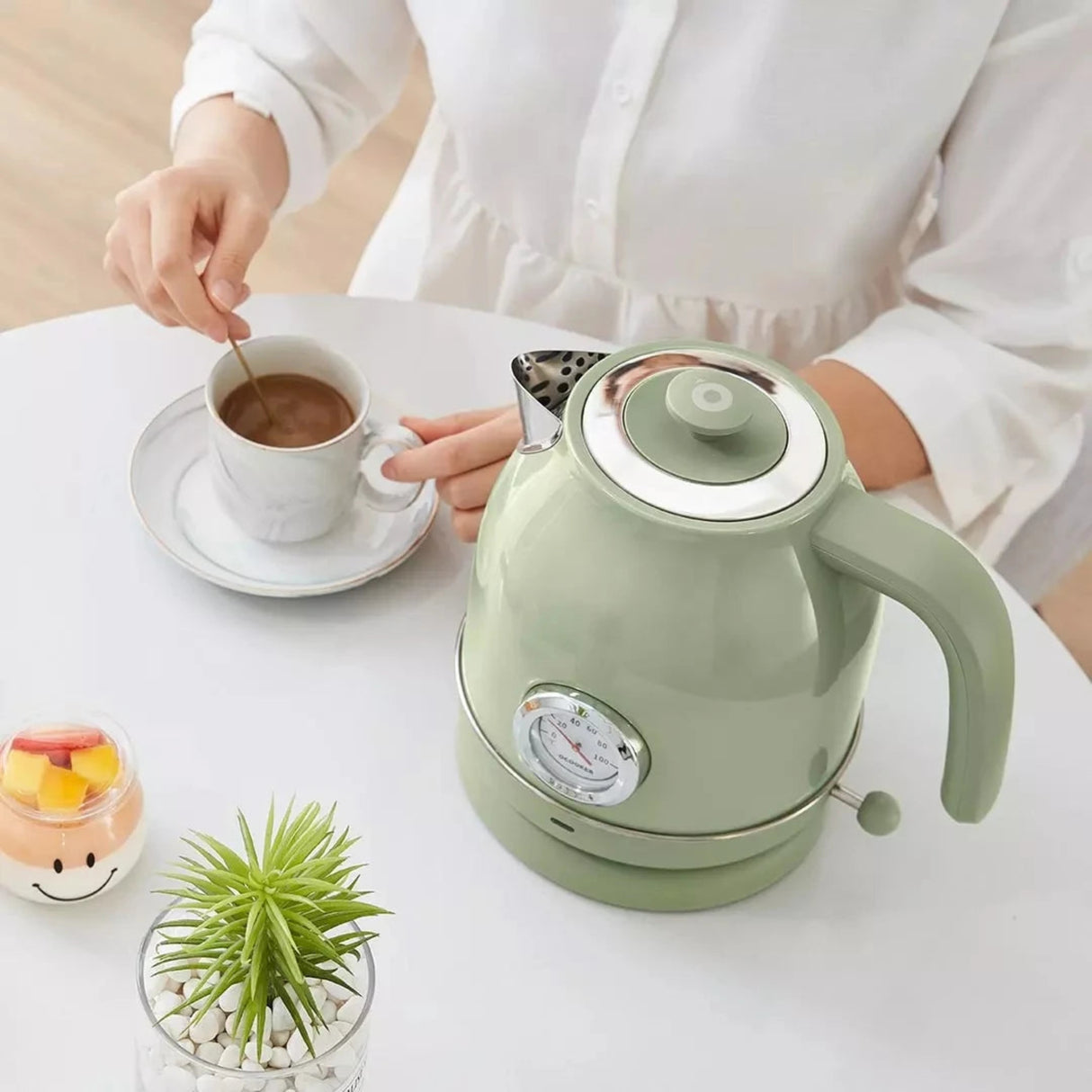 Retro Electric Kettle with Temperature Display - 1.7L Stainless Steel - Julia M LifeStyles