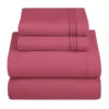 RTS Wholesale Hotel Luxury Solid 3/4 Pcs Bed Sheets 100% Double Brushed Polyester Soft Sheet Sets Bedding Bed Sheet Set