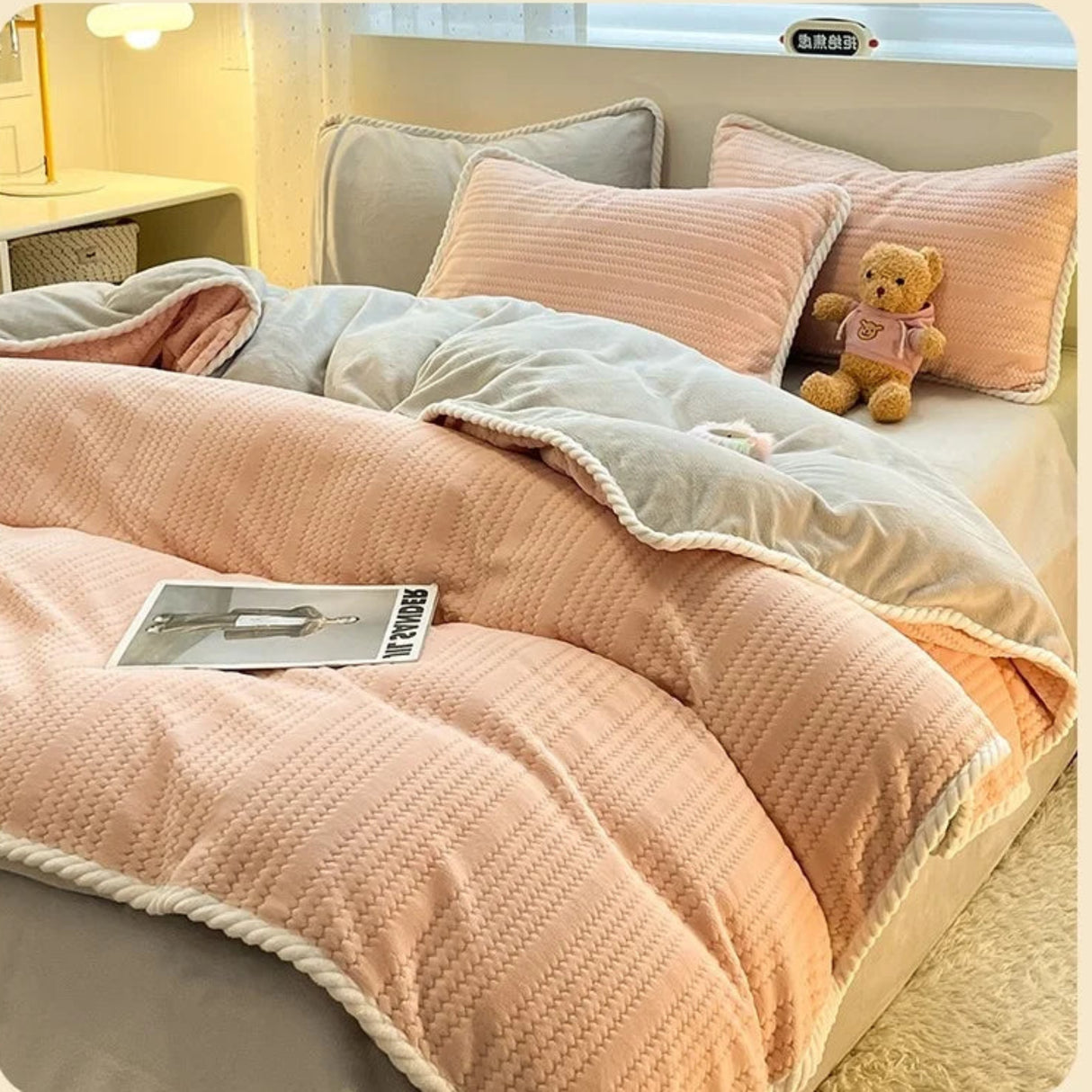 2025 New Winter Four-Piece Set Class Thickened Milk Velvet Quilt Cover Coral Velvet Bed Sheets Dormitory Fitted Three-Piece Set - Julia M LifeStyles