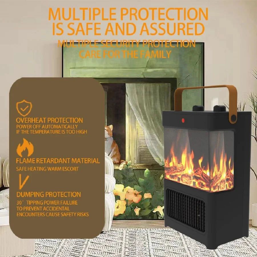 Electric Fireplace Heater 1500W 3D LED Flame Modern Style Double Safety Protection Indoor Use with AU Plug Portable Julia M LifeStyles
