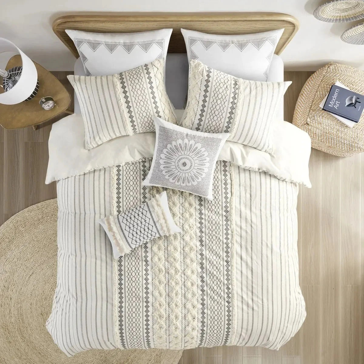 DB Luxury Cotton Printed Duvet Cover Set with Chenille King Twin Sizes Geometric Pattern Woven Bedding Blankets for Winter Use Julia M LifeStyles
