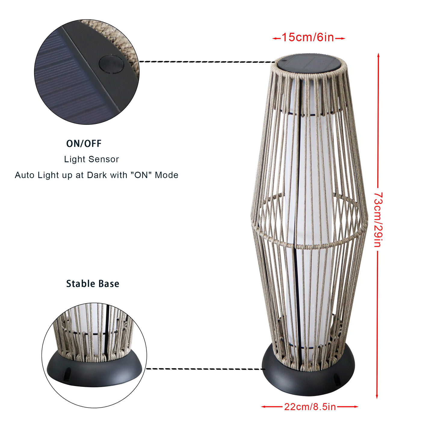 Set of 2 Large Solar Free Standing Lamp Garden Lanterns for Outdoor Patio Backyard and Home Decoration