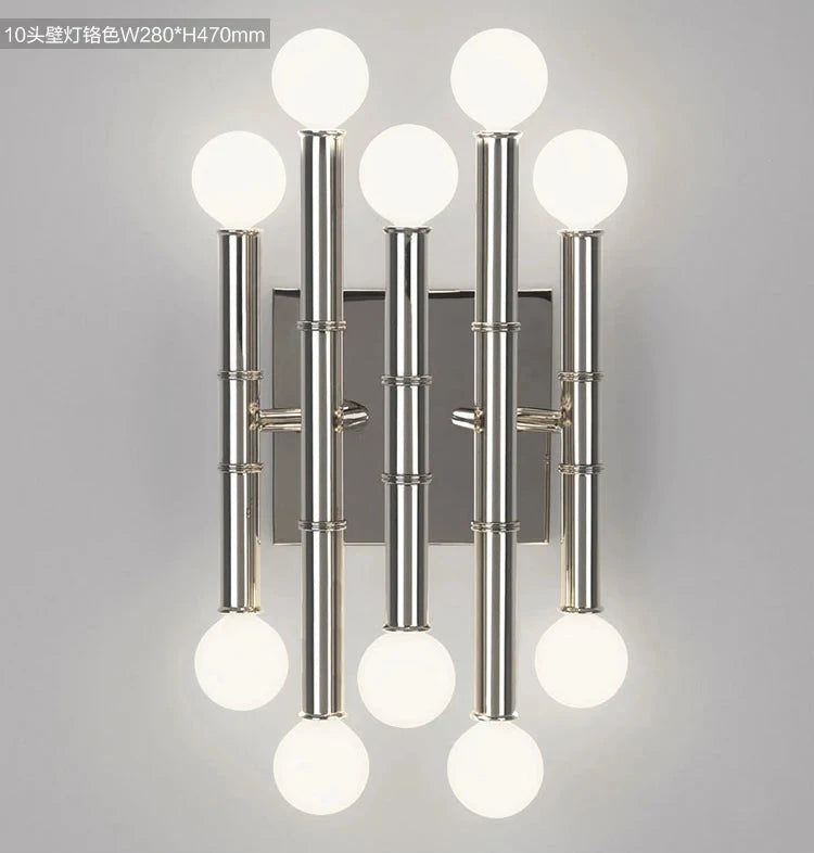 Modern Style Bamboo-shaped Chandelier Golden Chrome Pendant Lamp Living Room Dining Room American Household Lamps Julia M LifeStyles