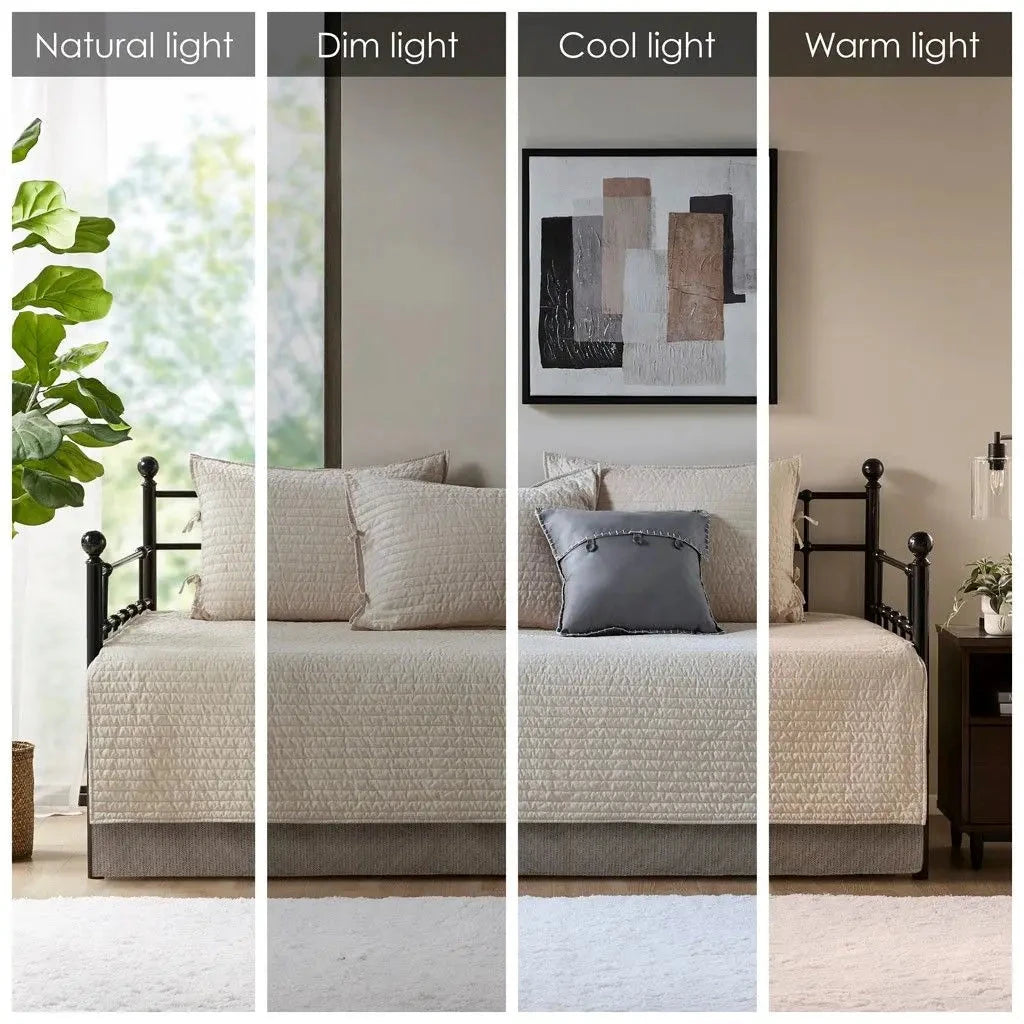 Reversible Plaid Daybed Cover Set - 8 Pieces, Solid Cotton, Multiple Sizes Julia M LifeStyles