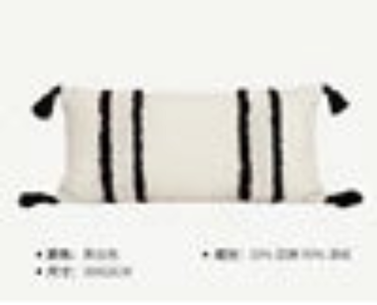 Boho Beige and White Luxury Tufted Pillowcase with Tassels Julia M LifeStyles