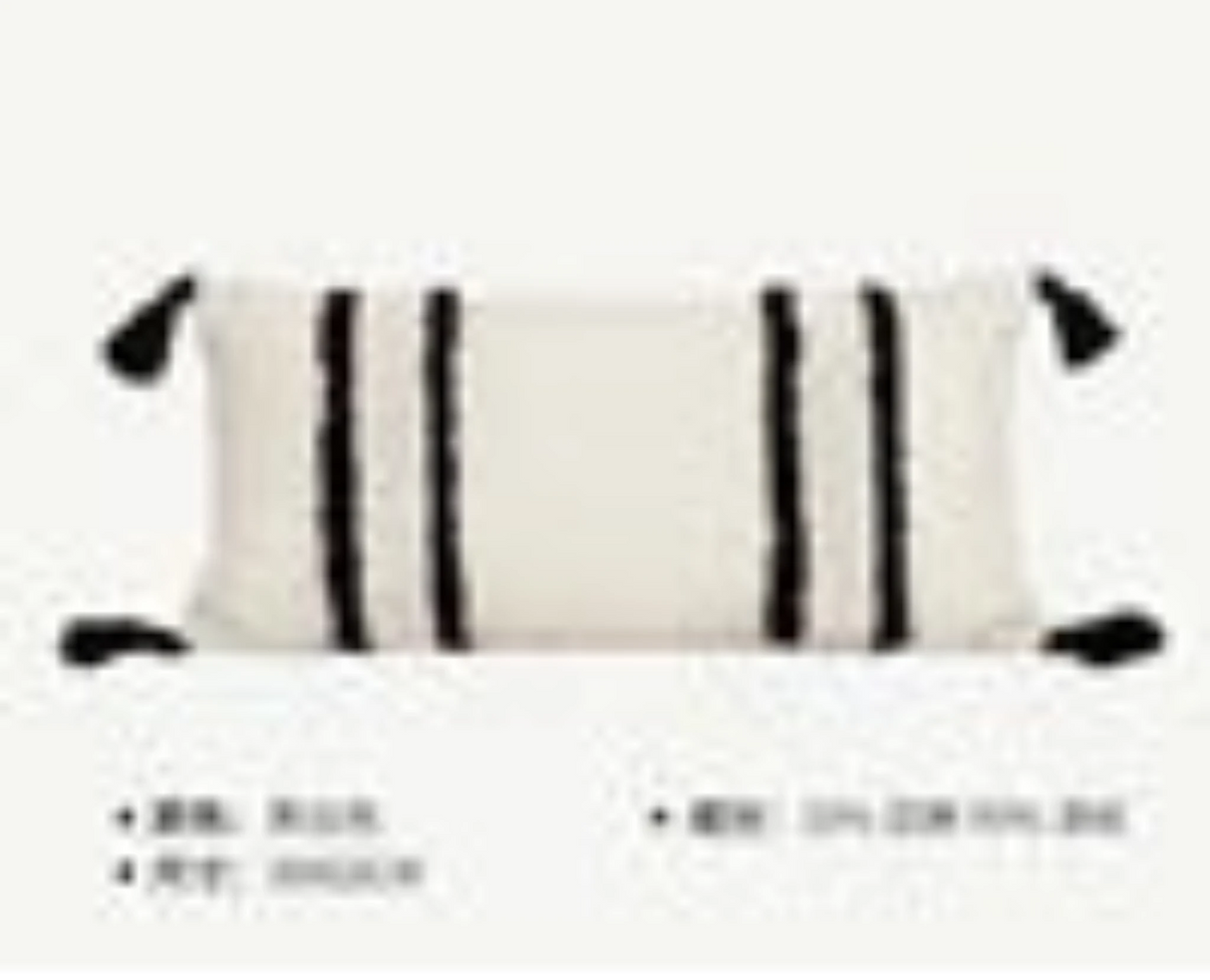 Boho Beige and White Luxury Tufted Pillowcase with Tassels Julia M LifeStyles