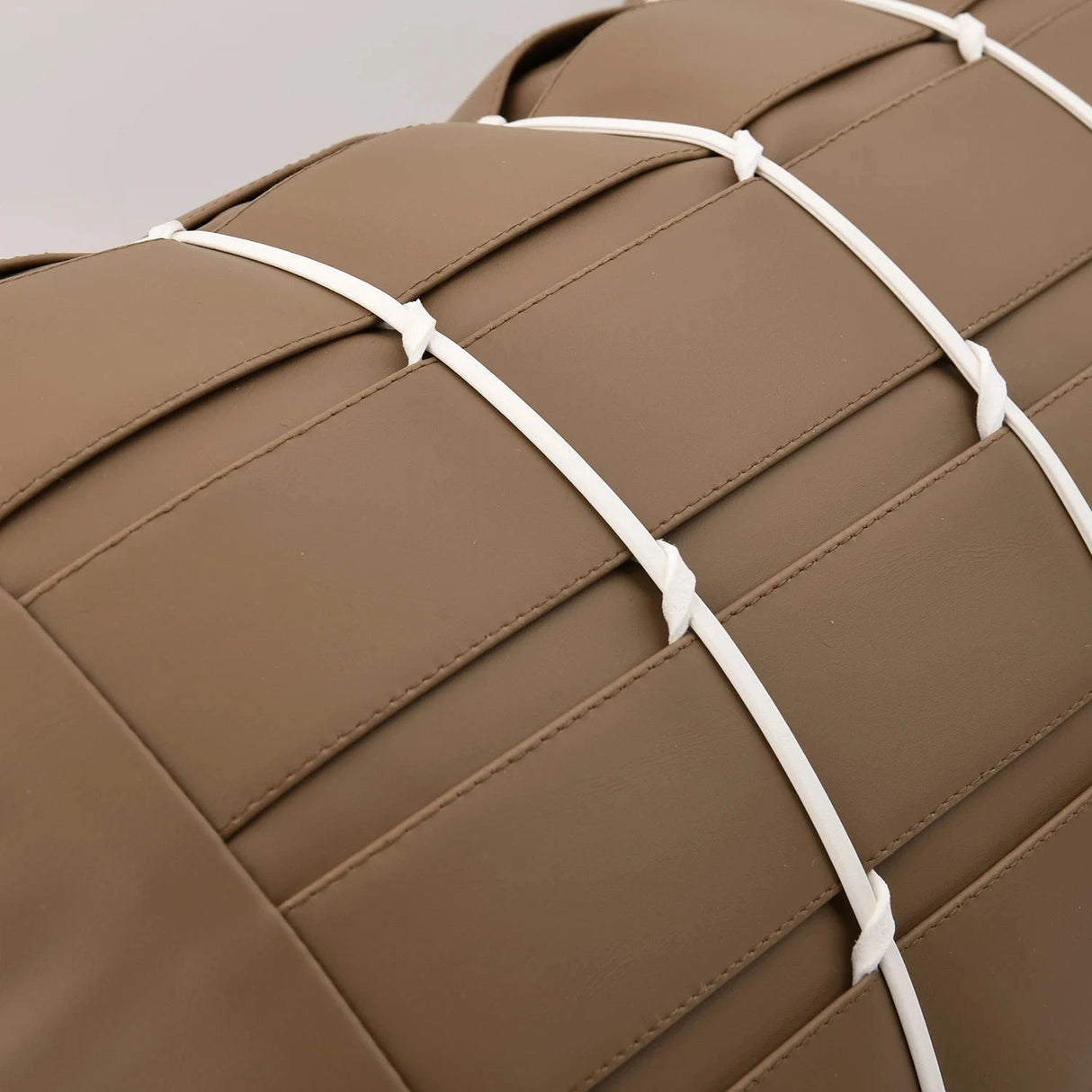 Echo Modern High-end Orange Coffee Leather Weaving Hotel Decoration Waist Pillowcase Sofa Living Room Pillow Cover Cushion Cover Julia M LifeStyles