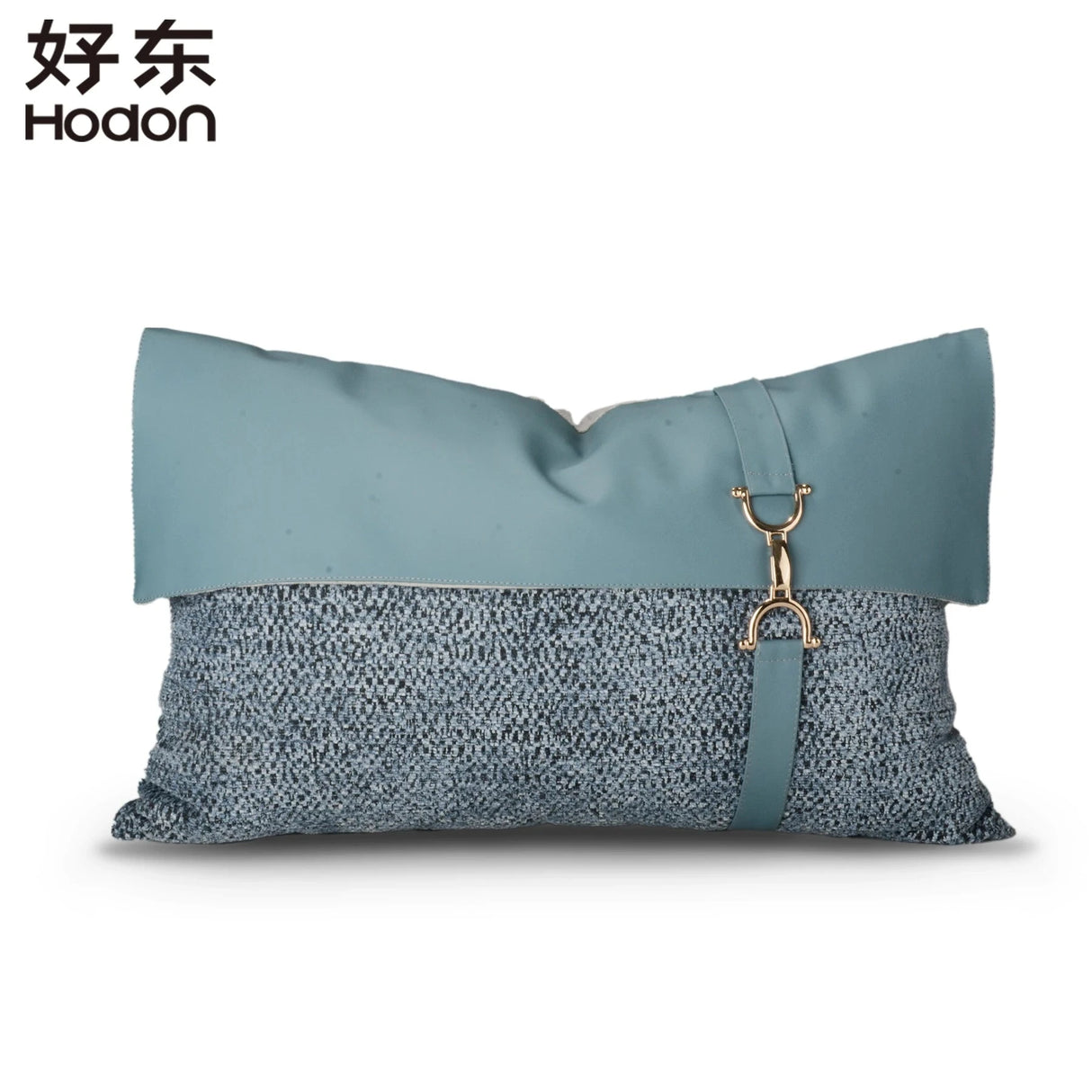 Light Luxury High-end Geometric Pattern Blue Fabric with Metal Buckle Fabric and Metal Buckle Long Home Decoration Pillowcase Julia M LifeStyles