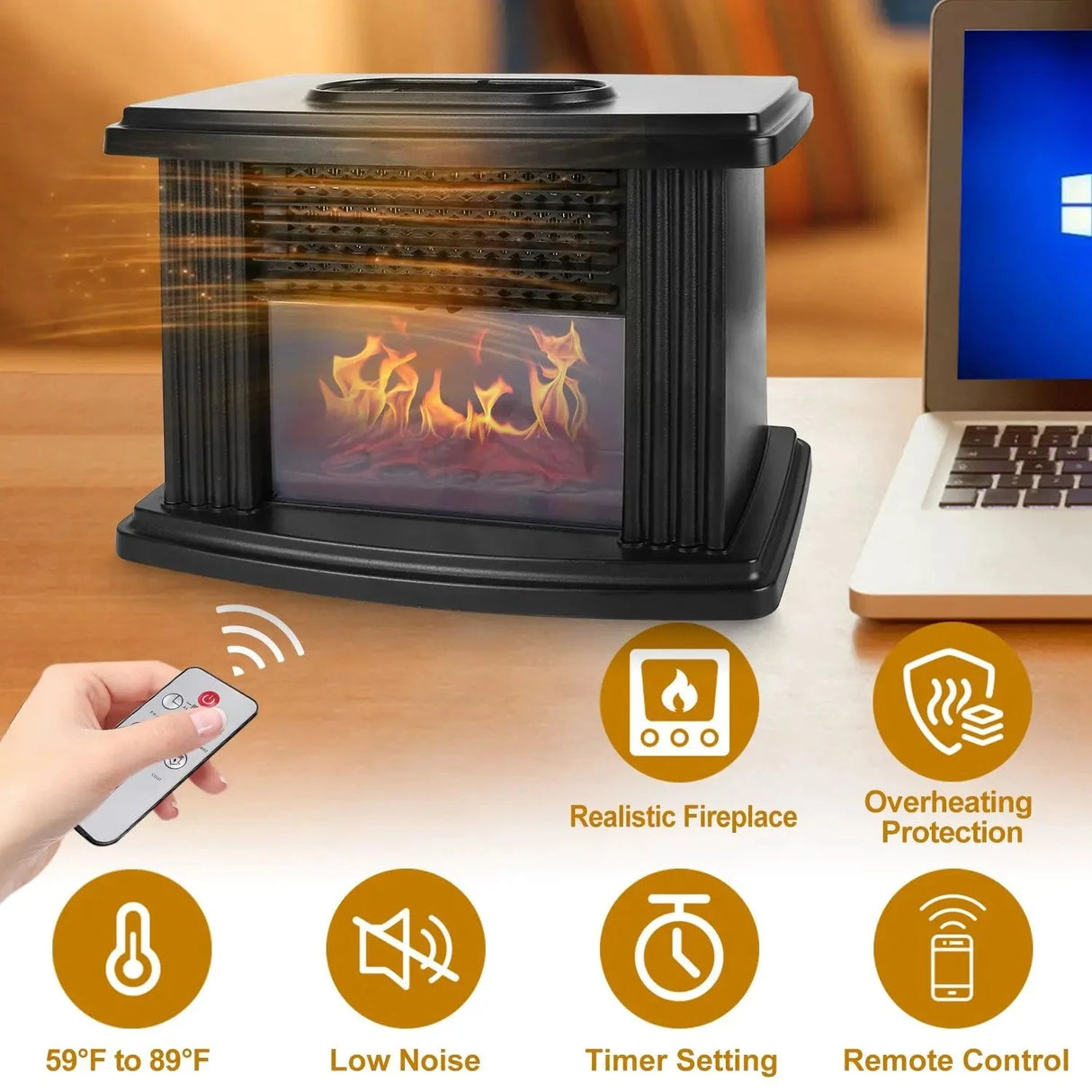 800W Electric Fireplace Heater Remote Control Accurate Digital Thermostat Timer Setting Insert AU Artificial Flame Stove Julia M LifeStyles