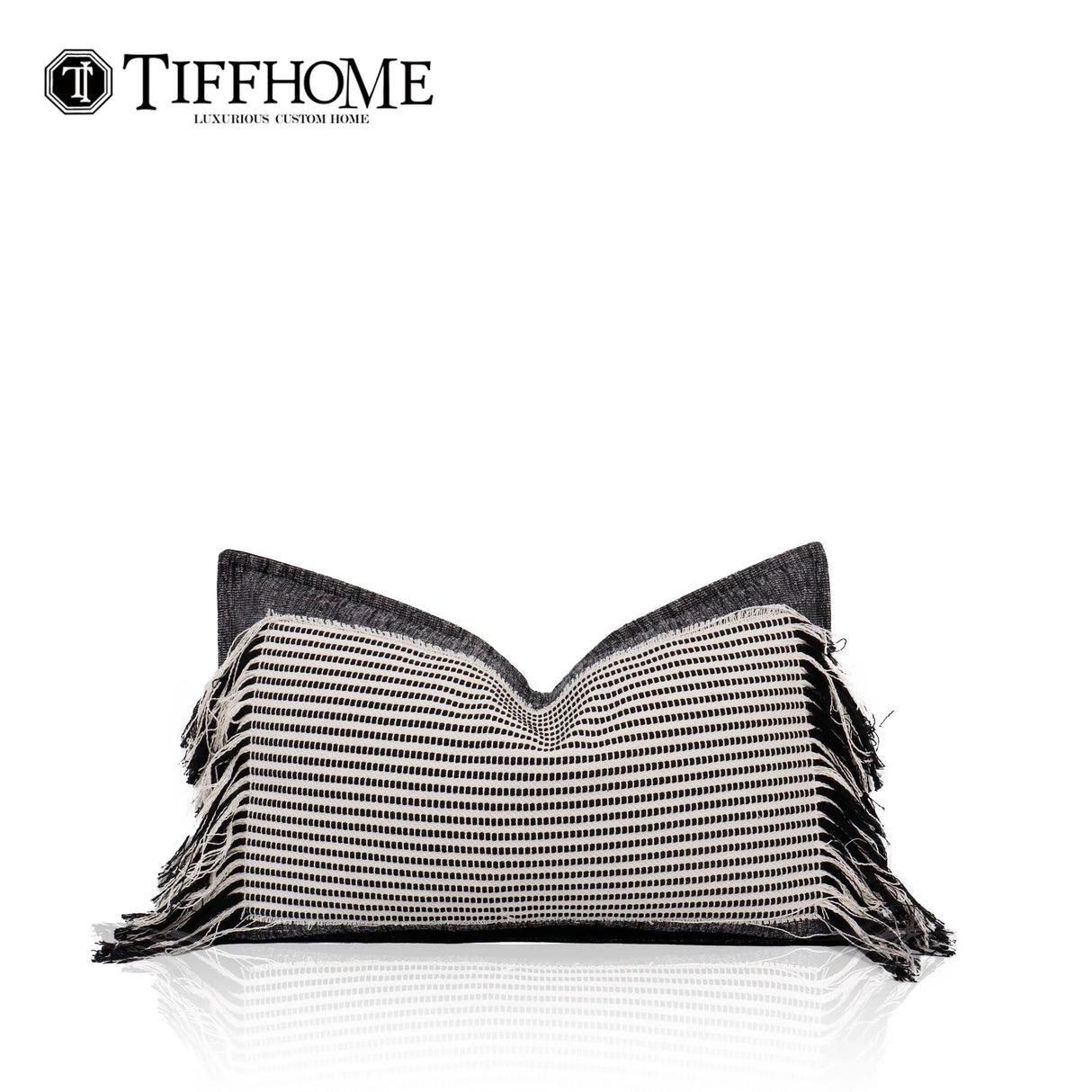 New Design Wholesale 50*30cm Woven Striped Cushion Cover Eco-friendly Cotton-ramie Gift Waist Pillow With Tassels Julia M LifeStyles