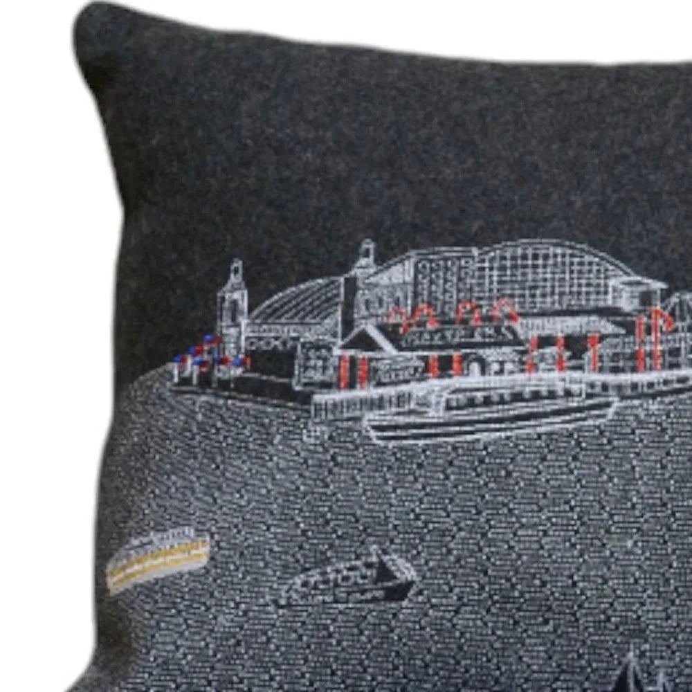 HMS 14\" X 35\" Hometown Pride Wool Lumbar Throw Pillow Black Gray White for Seats & Cushions Julia M LifeStyles