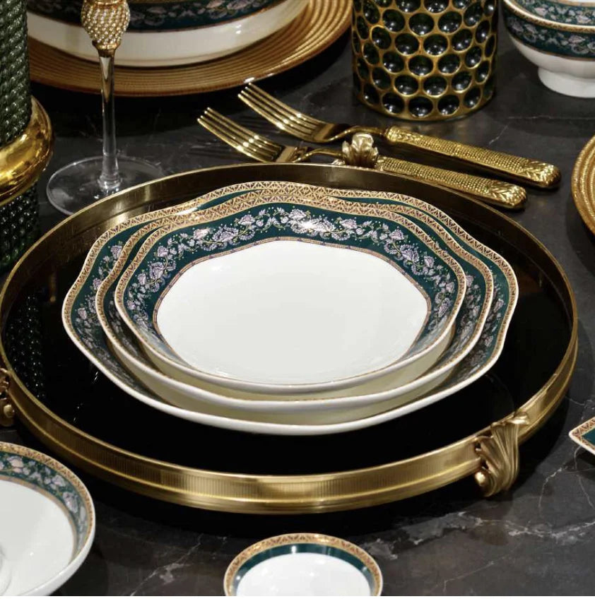 HIHUI Bone China Luxury Dinnerware Sets Beijing Traditional Chinese Scenic Pattern Europe Hotels Home Use Lightweight Safe