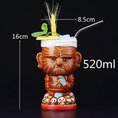 450ml Ceramic Tiki Cocktail Mug Creative Porcelain Beer Wine Mug Cup Bar Tool Julia M Home & Kitchen