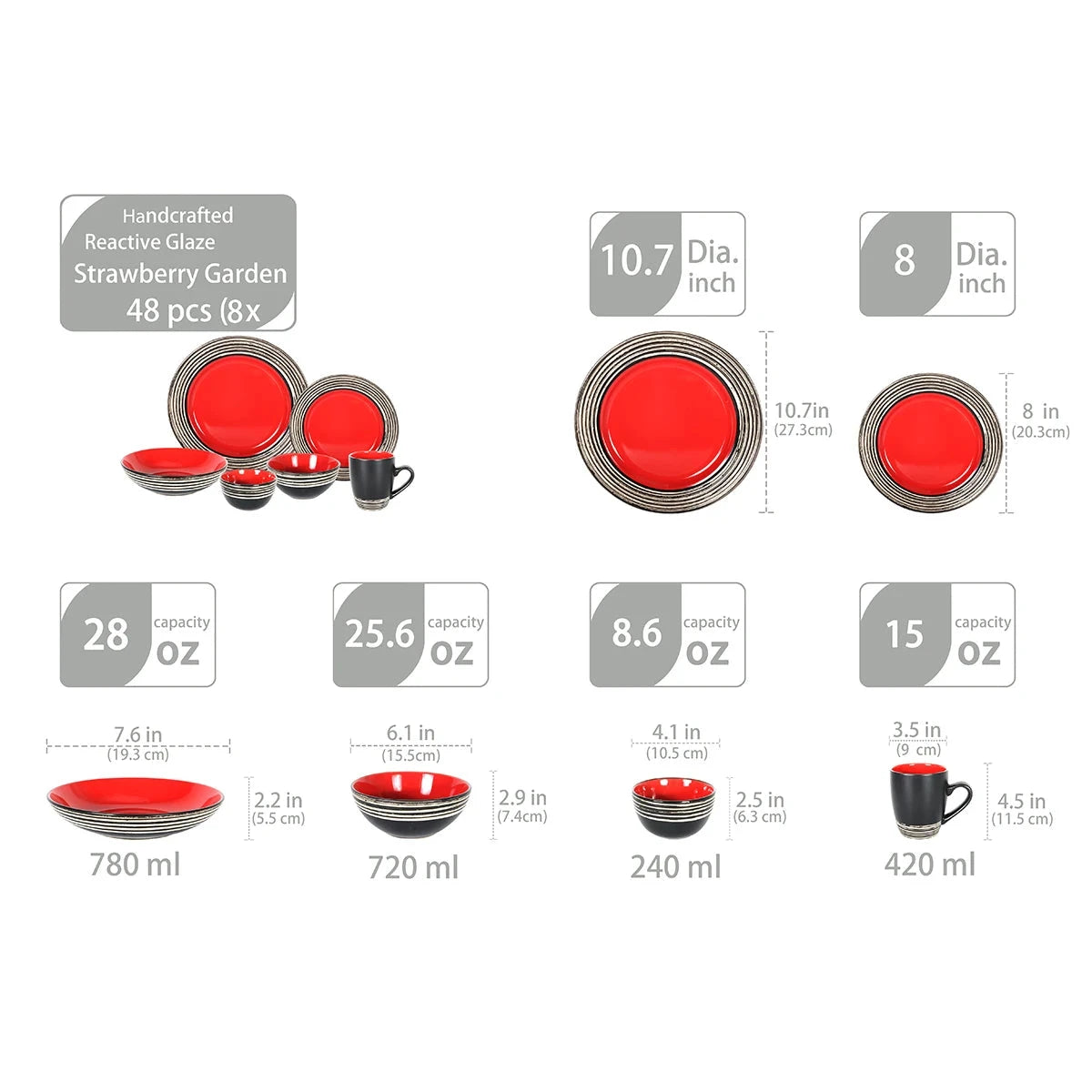 Red Tableware Wholesale Stoneware Dinnerware Bowl Plate Dishes Ceramic Dinnerware Sets for Independence Day Julia M LifeStyles