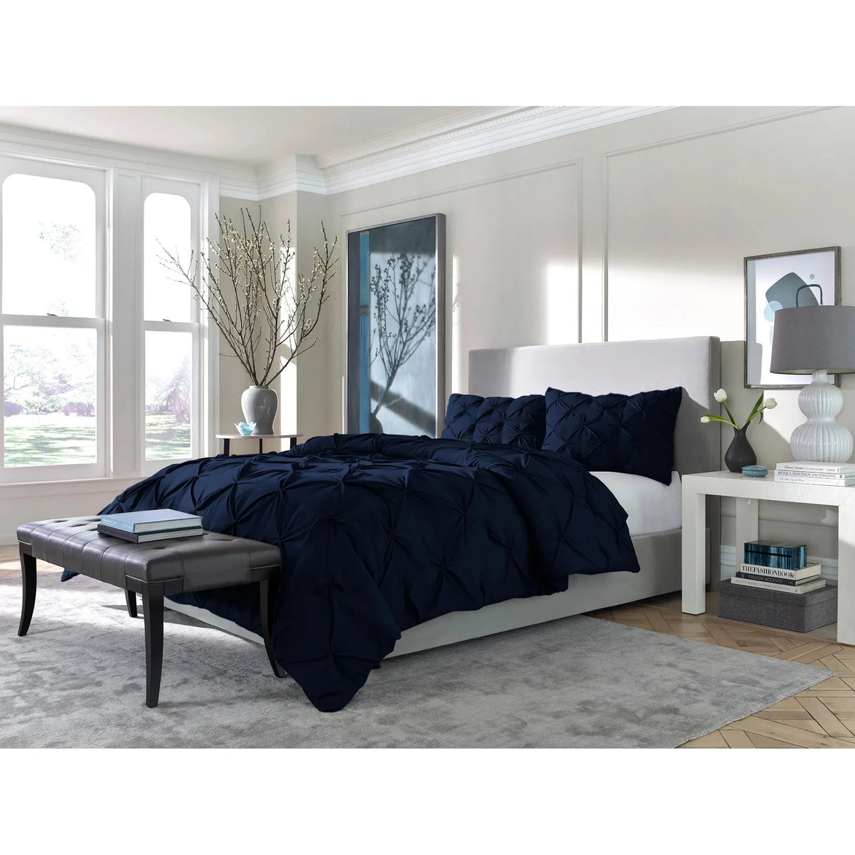Navy Blue Queen Microfiber 110 Thread Count Down Alternative Comforter Julia M LifeStyles