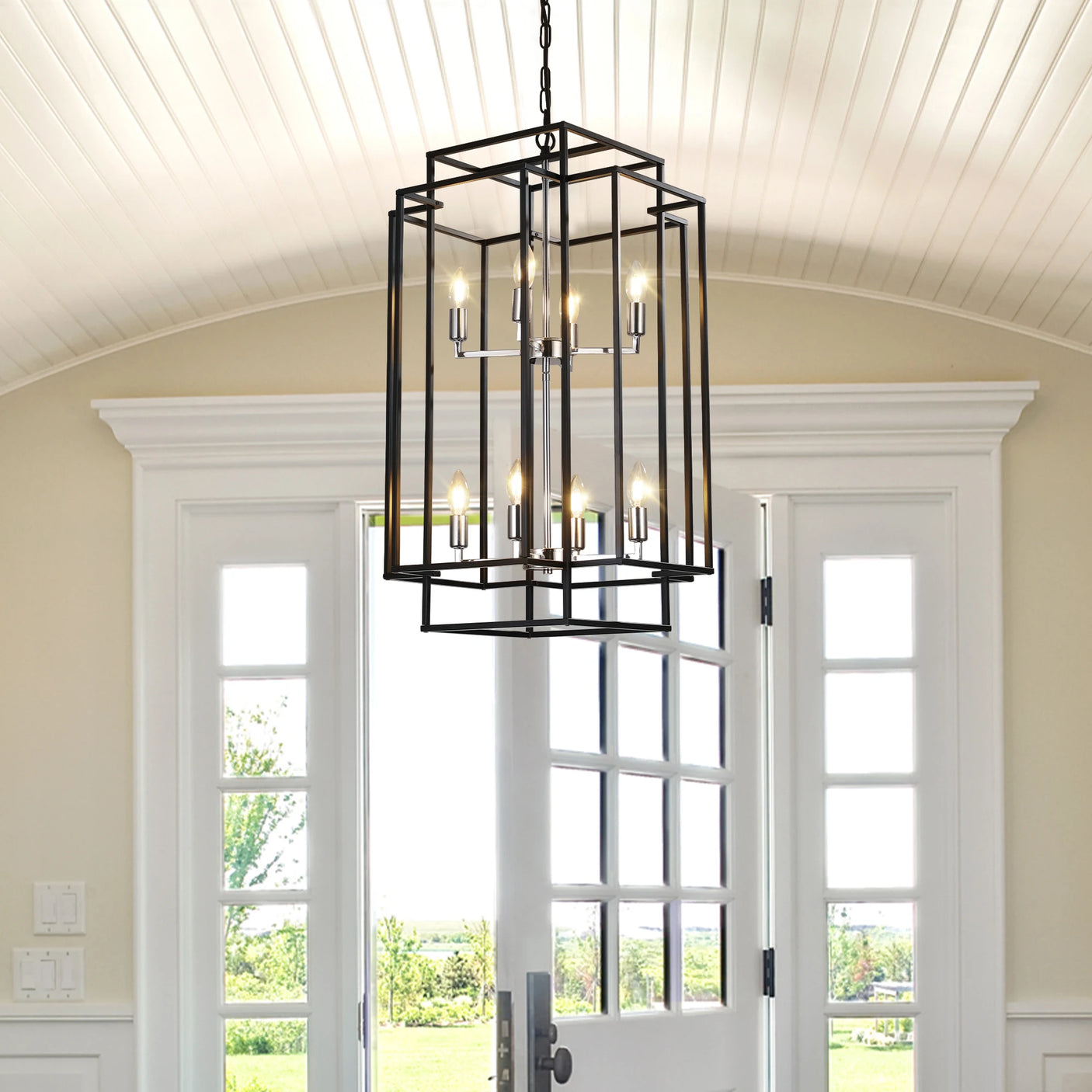 Obsidian Axis™ 8-Light Geometric Chandelier