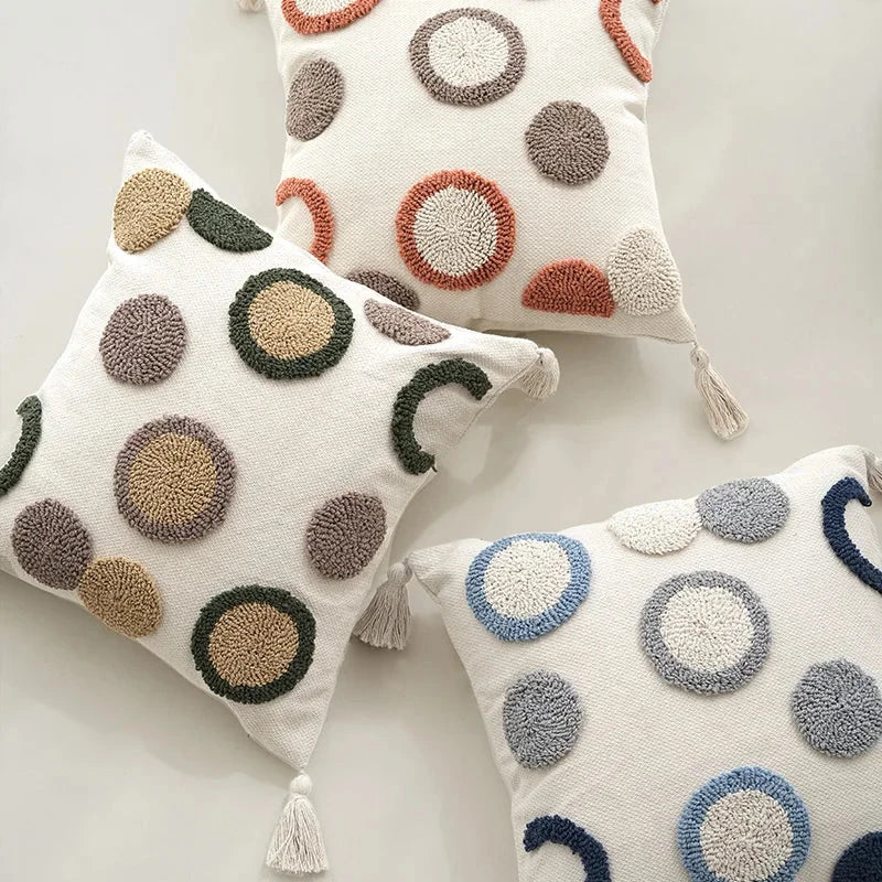 Tufted Embroidery Sofa Cushion Cover Art Throw Pillow case Living Room Decor Hotel Supplies Julia M LifeStyles