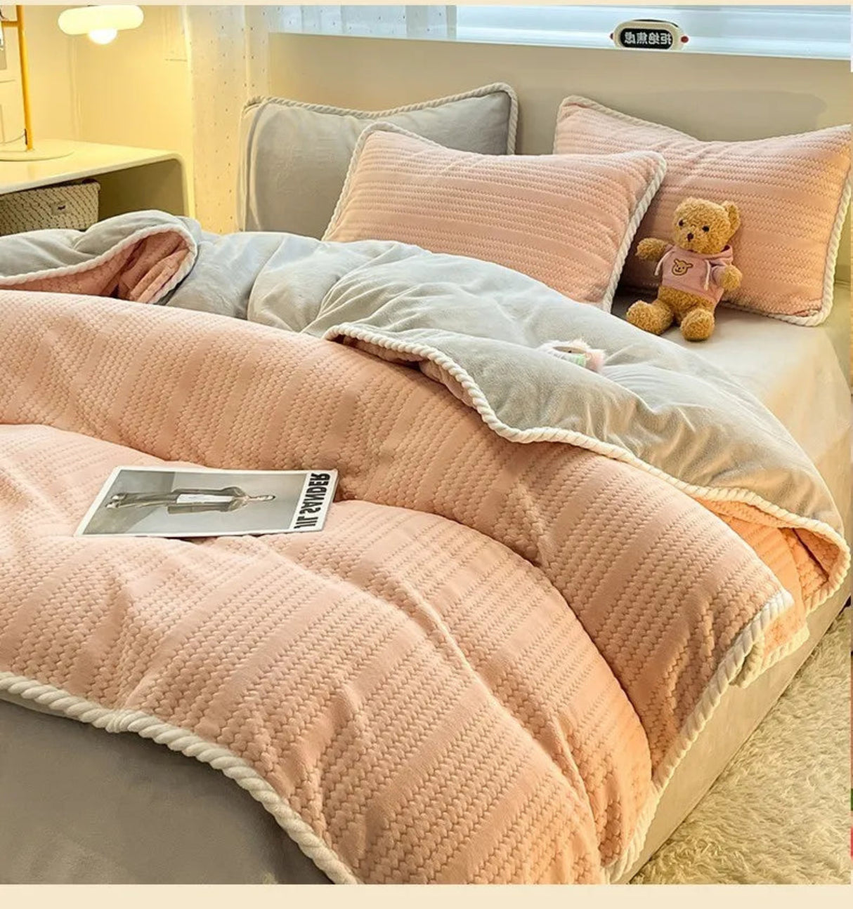 2025 New Winter Four-Piece Set Class Thickened Milk Velvet Quilt Cover Coral Velvet Bed Sheets Dormitory Fitted Three-Piece Set - Julia M LifeStyles