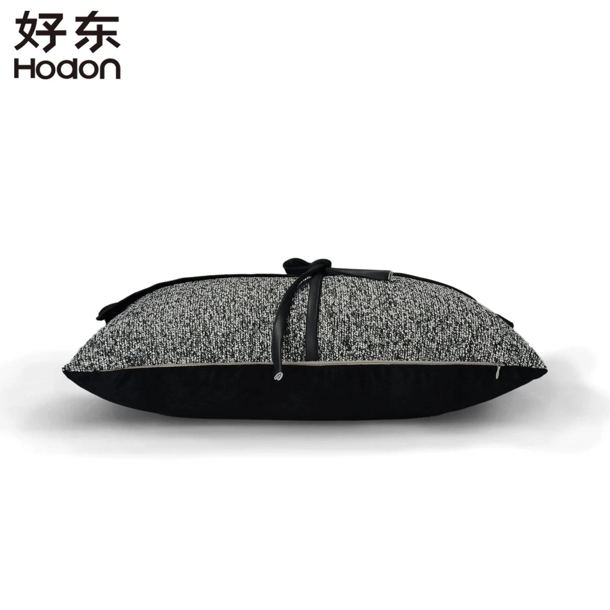 Simple Modern Sofa Model Room PU Leather Splicing Black Decoration Pillow Villa Light Luxury Waist Pillow Bow Pillowcase Julia M LifeStyles