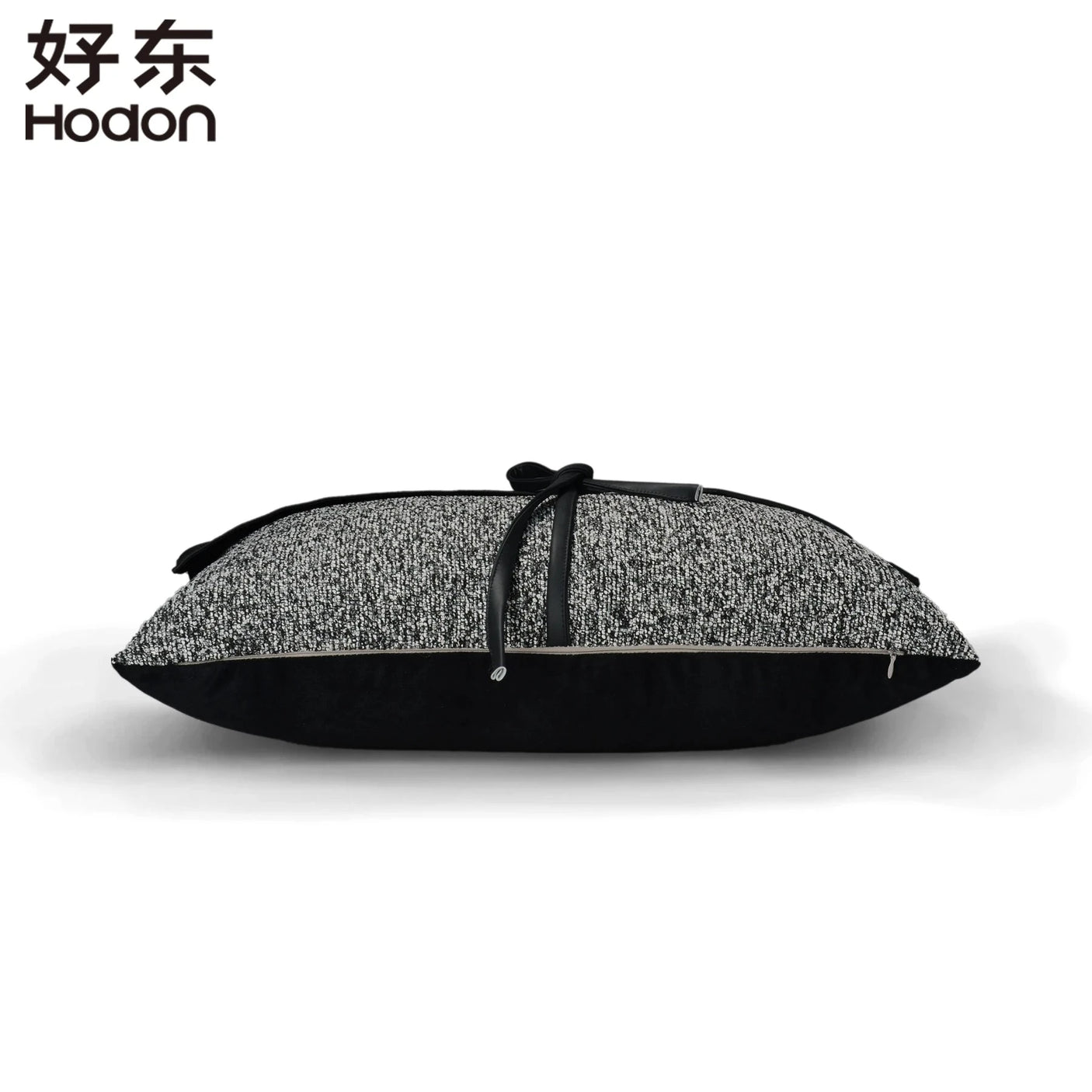 Simple Modern Sofa Model Room PU Leather Splicing Black Decoration Pillow Villa Light Luxury Waist Pillow Bow Pillowcase Julia M LifeStyles