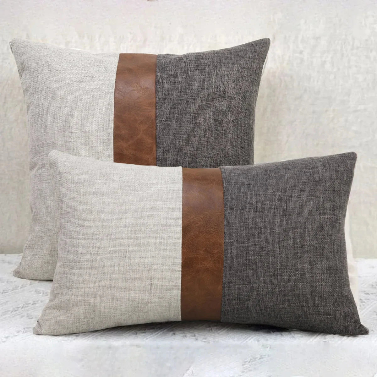 Boho Pillow Covers Throw Pillow,100% Cotton and Faux Leather Modern Decor Pillow Cases for Outdoor Home Sofa Decor Julia M LifeStyles