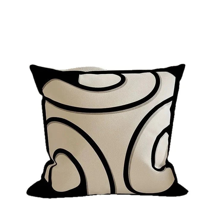 Nordic Style High-End French Retro Pillow Black and White Abstract Art Decorative Cushion for Sofa Bedroom Julia M LifeStyles