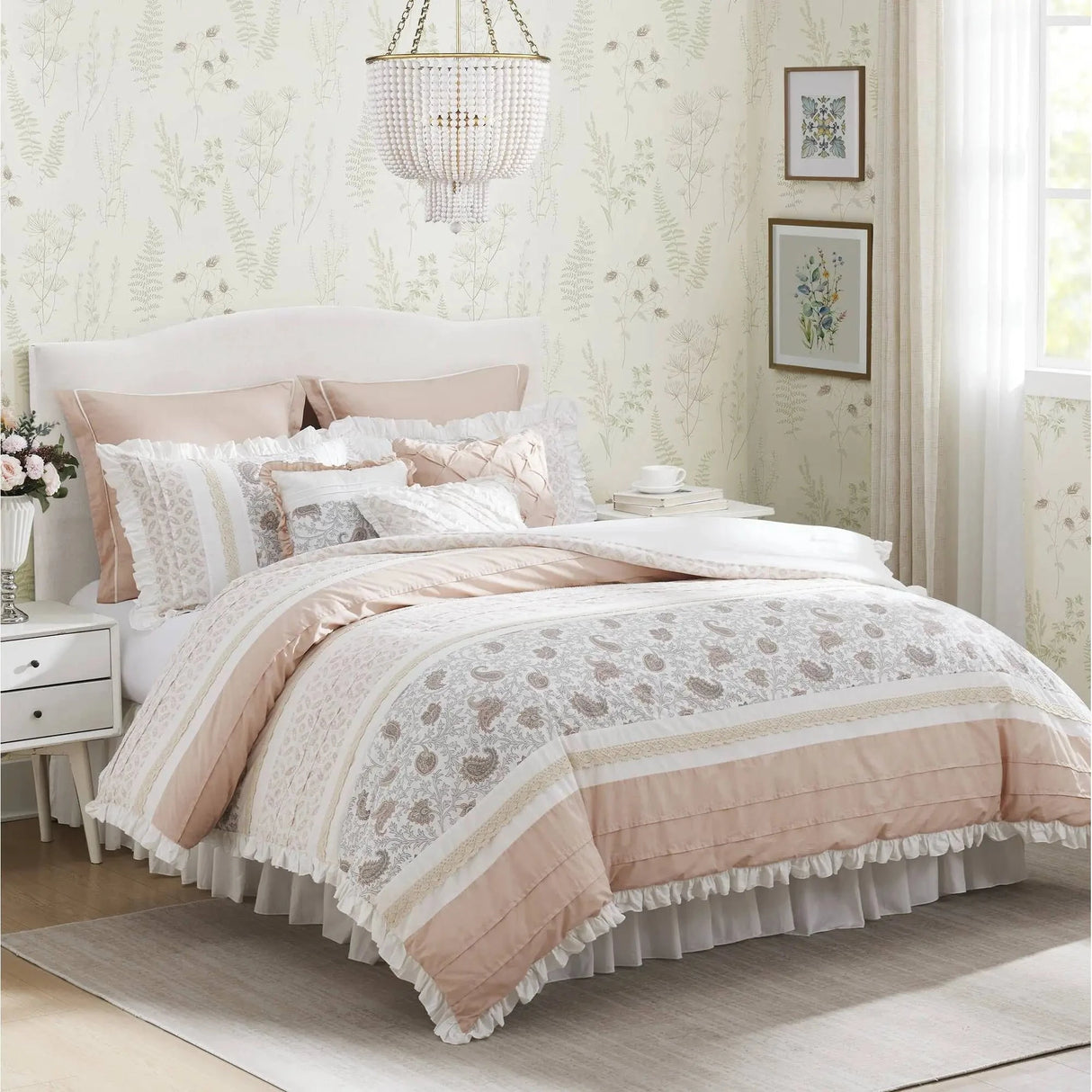 9-Piece Floral Comforter Set in 100% Cotton Percale - King & Super King Sizes Julia M LifeStyles