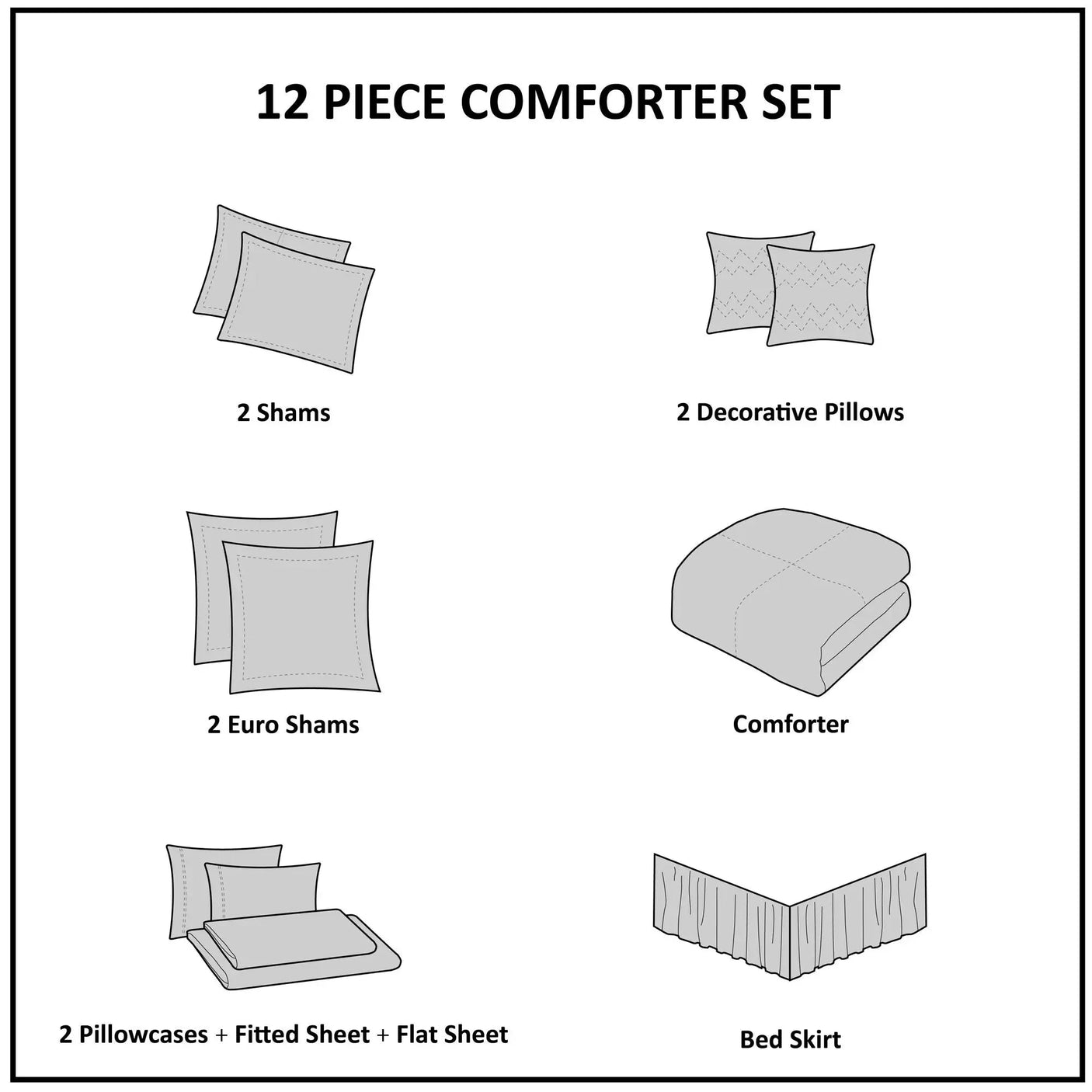 12-Piece Floral & Solid Jacquard Comforter Set for Super King/King Julia M LifeStyles